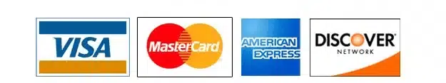 trusty garage door repair credit cards accepted - visa, master card, american express and discover network icons