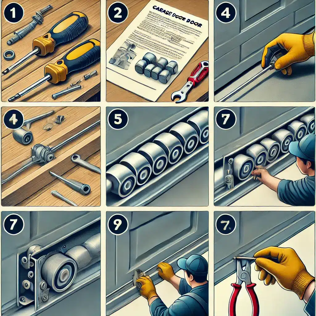 how to install garage door rollers