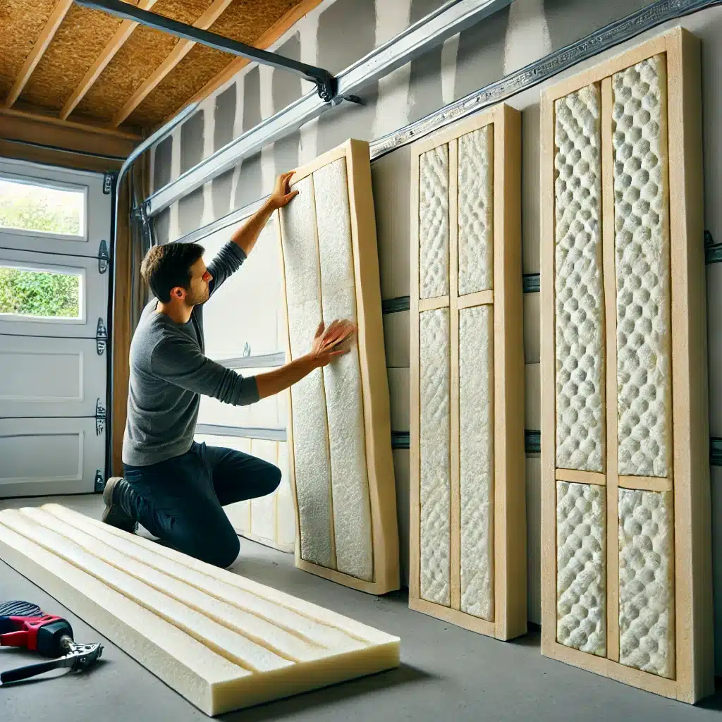 insulating garage door with foam board